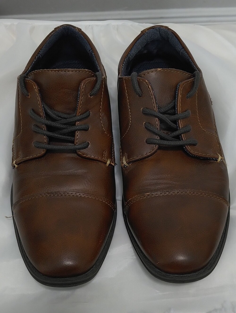 London Underground Boys' Brown Lace-Up Dress Shoes - Polished Formal Style